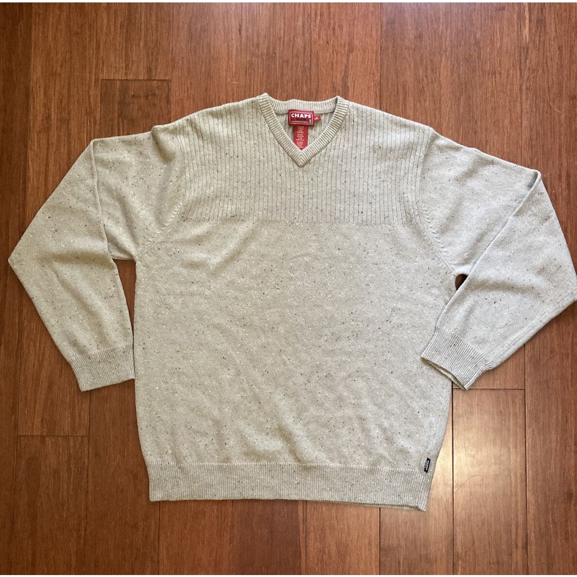 Vintage Chaps Sweater Large Wool Blend Beige